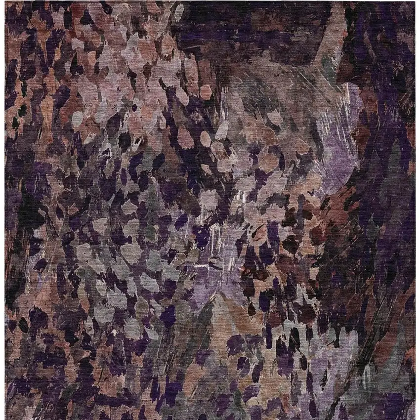 Plum And Purple Abstract Washable Indoor Outdoor Area Rug Photo 3