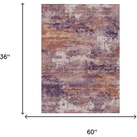 Plum And Purple Abstract Washable Indoor Outdoor Area Rug Photo 5