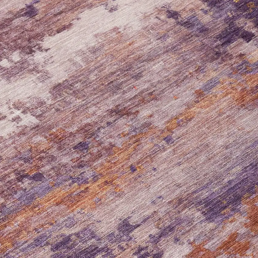 Plum And Purple Abstract Washable Indoor Outdoor Area Rug Photo 4