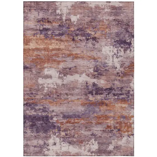 Plum And Purple Abstract Washable Indoor Outdoor Area Rug Photo 2