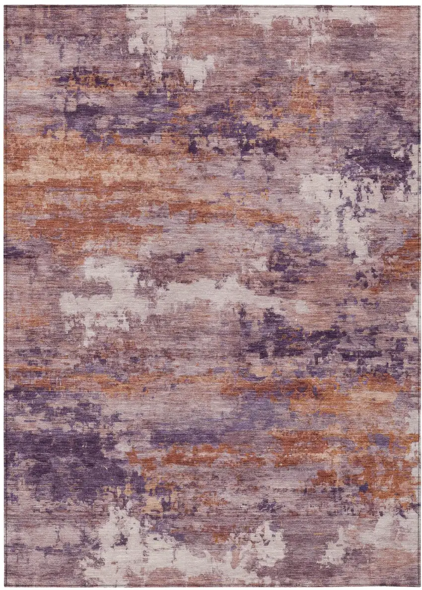 Plum And Purple Abstract Washable Indoor Outdoor Area Rug Photo 2