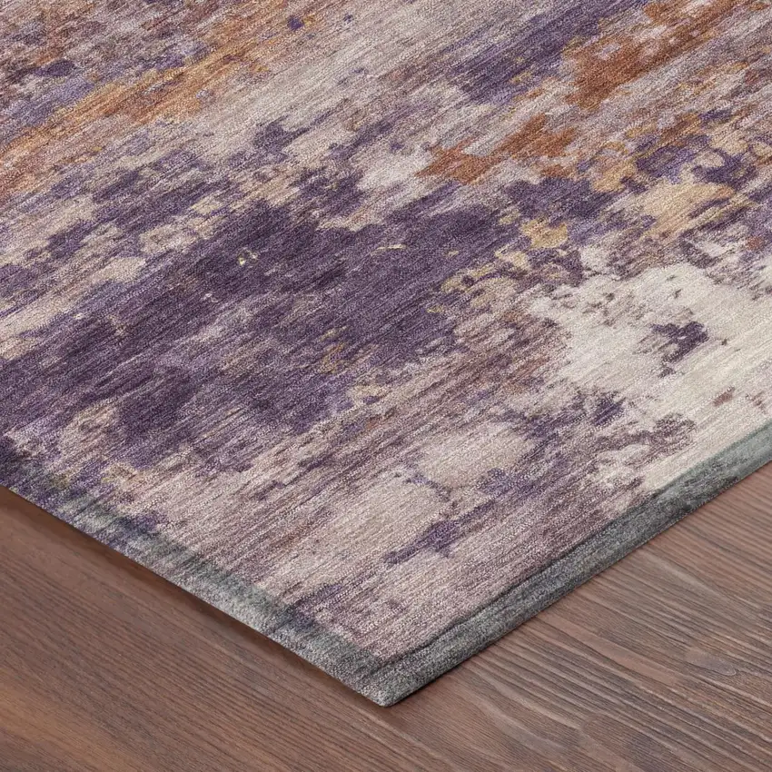 Plum And Purple Abstract Washable Indoor Outdoor Area Rug Photo 3