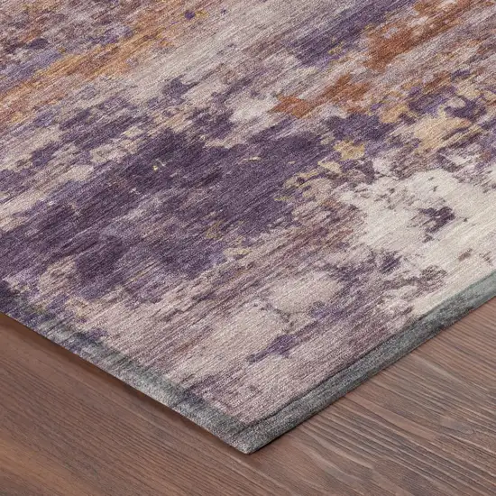 Plum And Purple Abstract Washable Indoor Outdoor Area Rug Photo 3