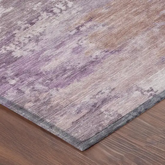 Plum And Purple Abstract Washable Indoor Outdoor Area Rug Photo 3