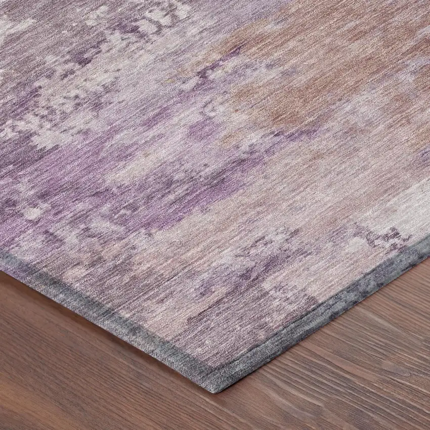 Plum And Purple Abstract Washable Indoor Outdoor Area Rug Photo 3