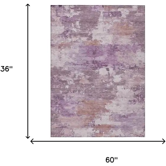 Plum And Purple Abstract Washable Indoor Outdoor Area Rug Photo 5
