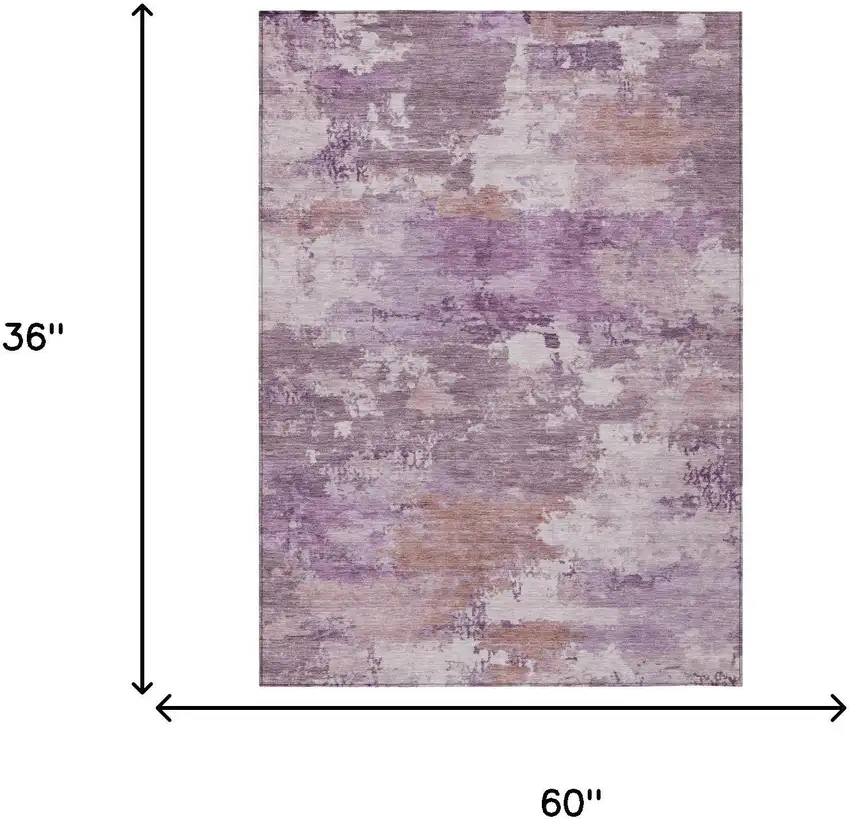 Plum And Purple Abstract Washable Indoor Outdoor Area Rug Photo 5
