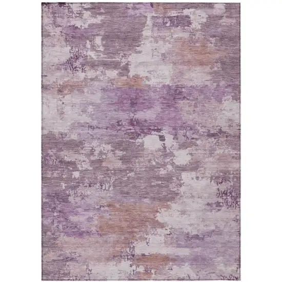 Plum And Purple Abstract Washable Indoor Outdoor Area Rug Photo 2