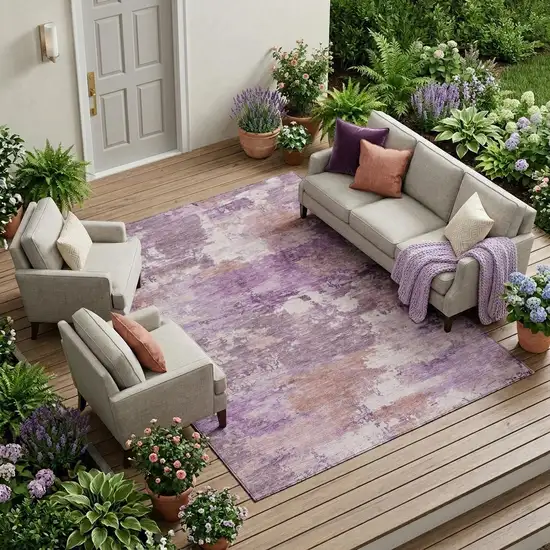 Plum And Purple Abstract Washable Indoor Outdoor Area Rug Photo 1
