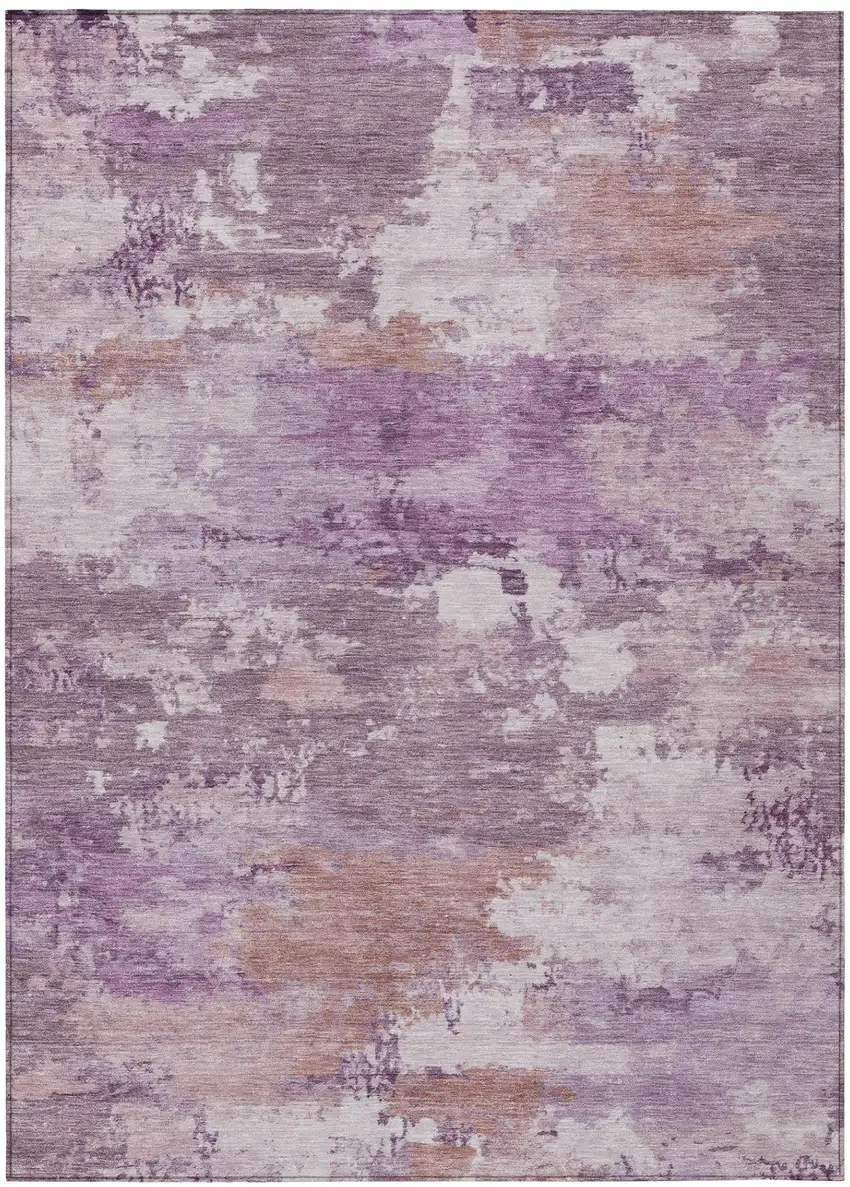 Plum And Purple Abstract Washable Indoor Outdoor Area Rug Photo 2