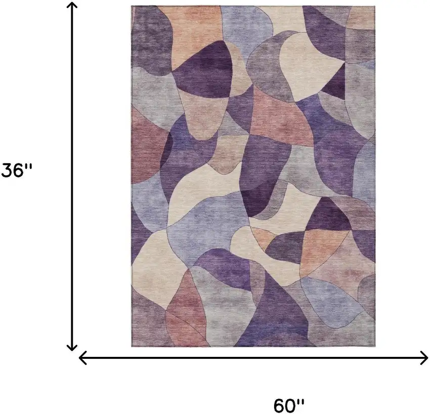 Plum And Purple Abstract Washable Indoor Outdoor Area Rug Photo 5