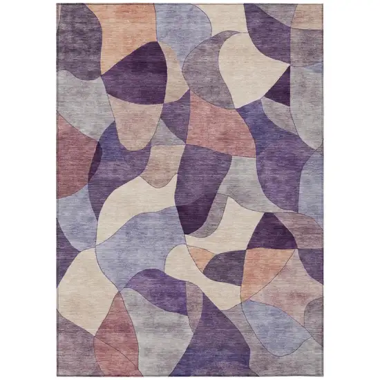 Plum And Purple Abstract Washable Indoor Outdoor Area Rug Photo 2