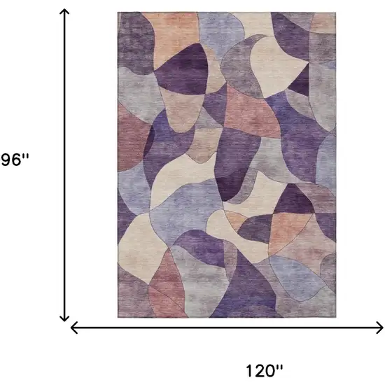 Plum And Purple Abstract Washable Indoor Outdoor Area Rug Photo 5
