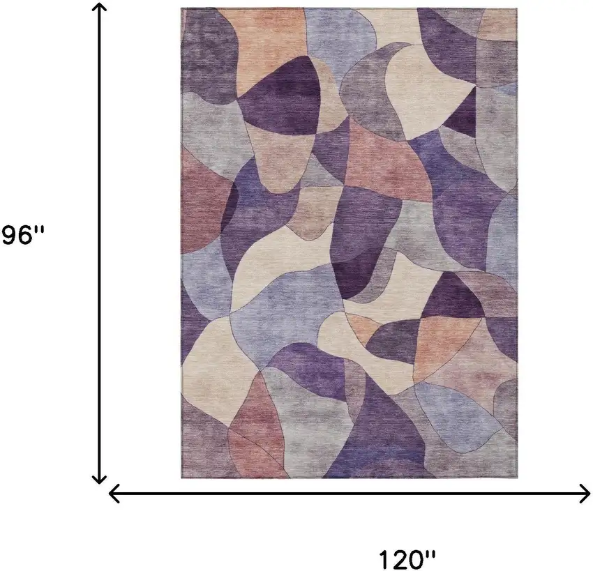 Plum And Purple Abstract Washable Indoor Outdoor Area Rug Photo 5