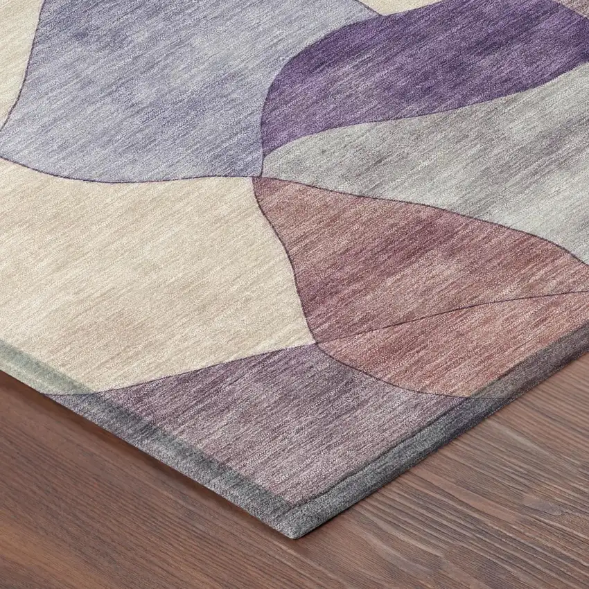 Plum And Purple Abstract Washable Indoor Outdoor Area Rug Photo 3