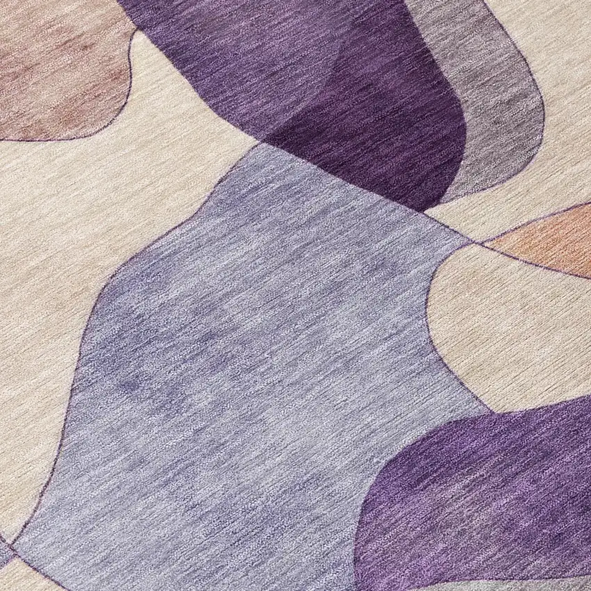 Plum And Purple Abstract Washable Indoor Outdoor Area Rug Photo 4