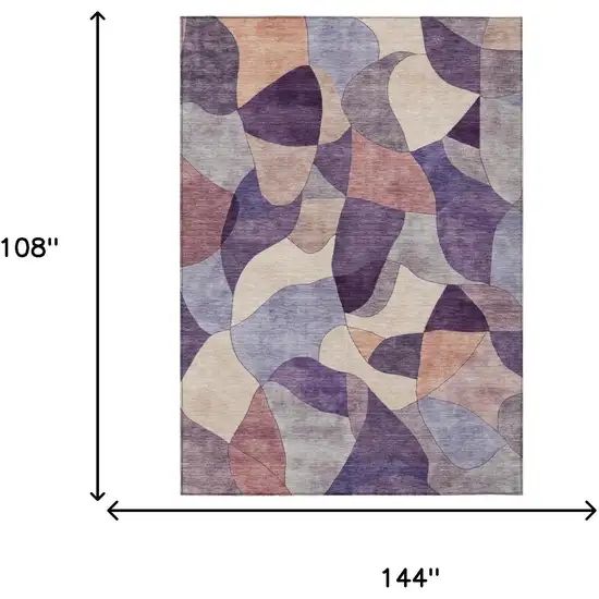Plum And Purple Abstract Washable Indoor Outdoor Area Rug Photo 5