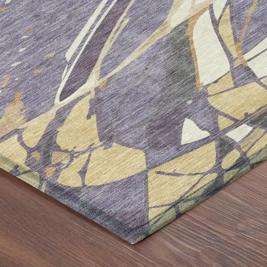 Plum And Purple Abstract Washable Indoor Outdoor Area Rug Photo 3