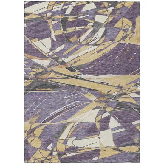 Plum And Purple Abstract Washable Indoor Outdoor Area Rug Photo 2