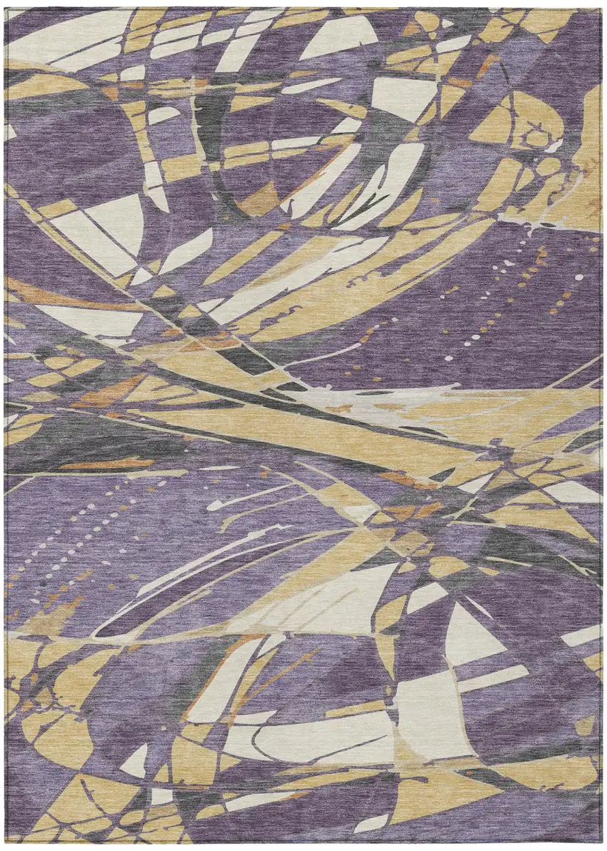 Plum And Purple Abstract Washable Indoor Outdoor Area Rug Photo 2