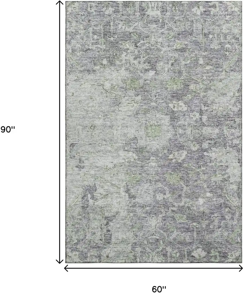 Plum And Purple Floral Washable Area Rug With UV Protection Photo 3