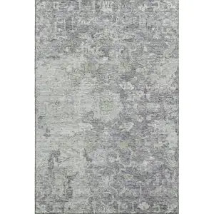 Photo of Plum And Purple Floral Washable Area Rug With UV Protection