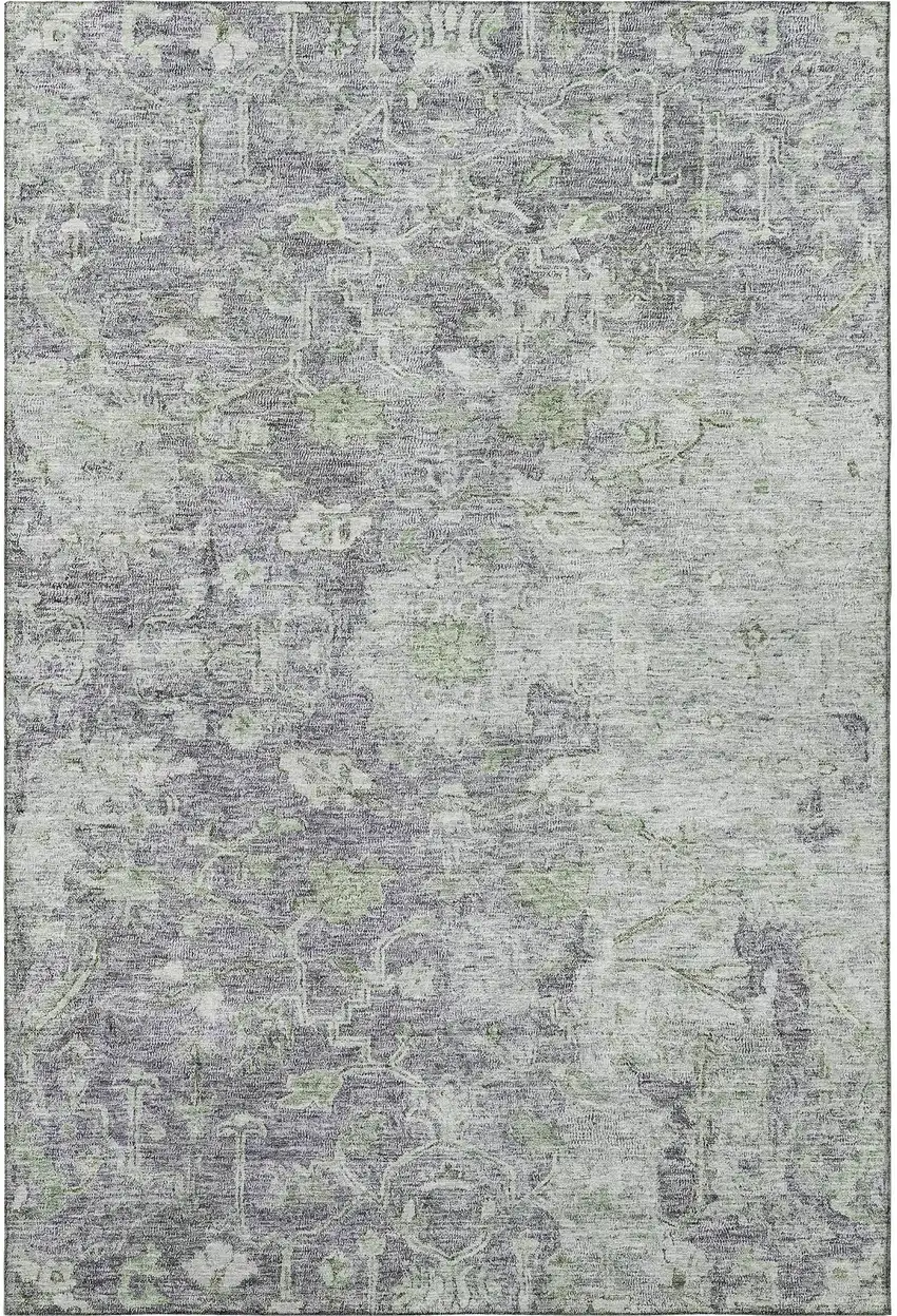 Plum And Purple Floral Washable Area Rug With UV Protection Photo 4