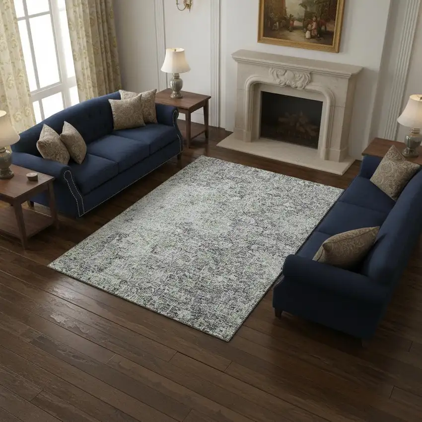 Plum And Purple Floral Washable Area Rug With UV Protection Photo 2