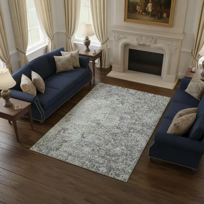 Plum And Purple Floral Washable Area Rug With UV Protection Photo 2