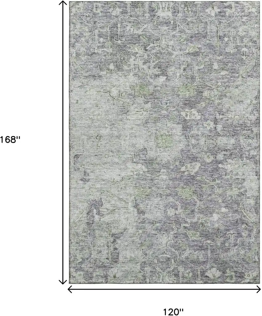 Plum And Purple Floral Washable Area Rug With UV Protection Photo 3