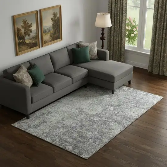 Plum And Purple Floral Washable Area Rug With UV Protection Photo 1