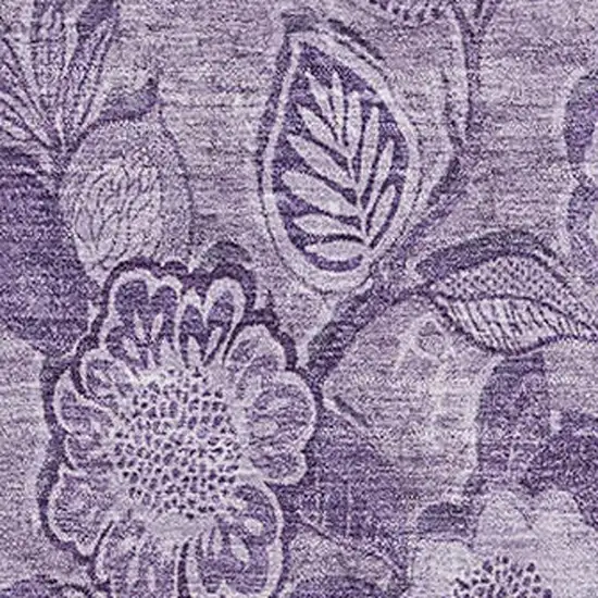 Plum And Purple Floral Washable Area Rug With UV Protection Photo 3