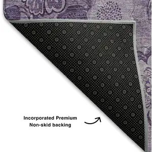 Photo of Plum And Purple Floral Washable Area Rug With UV Protection