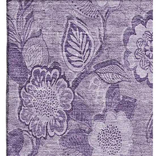 Plum And Purple Floral Washable Area Rug With UV Protection Photo 4