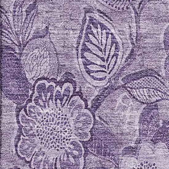 Plum And Purple Floral Washable Area Rug With UV Protection Photo 3