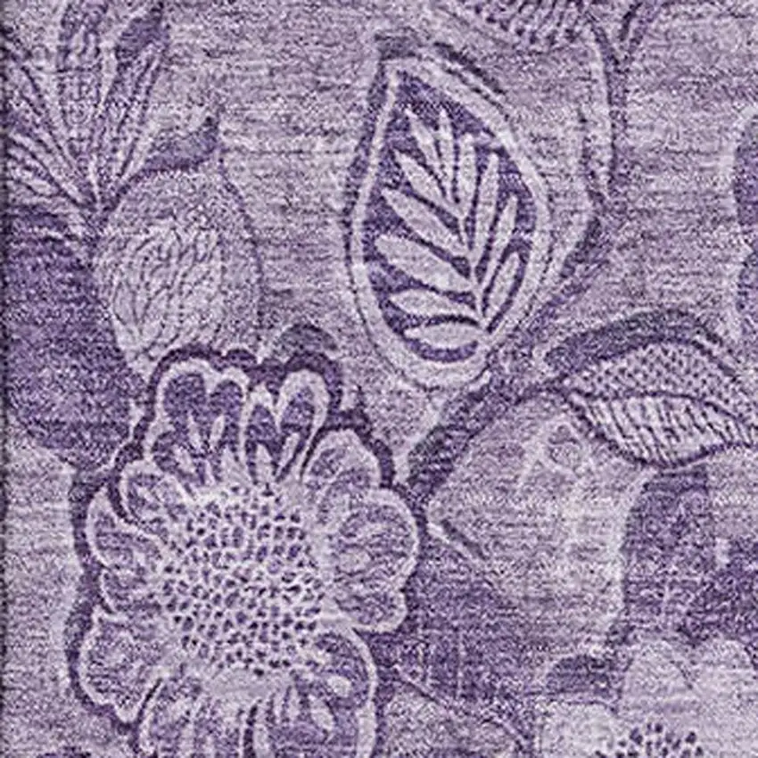 Plum And Purple Floral Washable Area Rug With UV Protection Photo 3