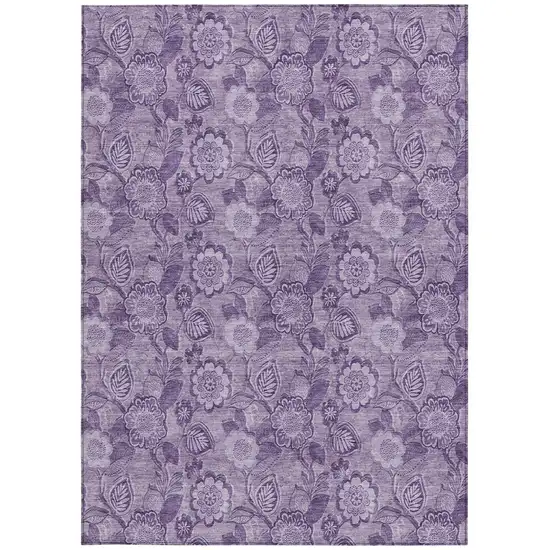 Plum And Purple Floral Washable Indoor Outdoor Area Rug Photo 9