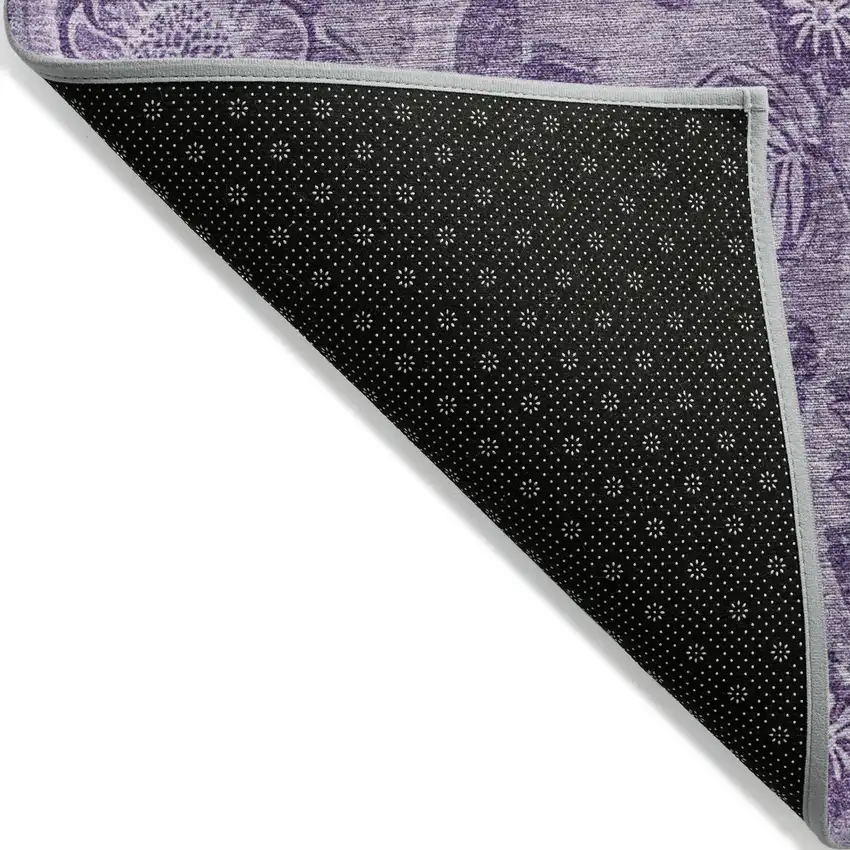 Plum And Purple Floral Washable Indoor Outdoor Area Rug Photo 7