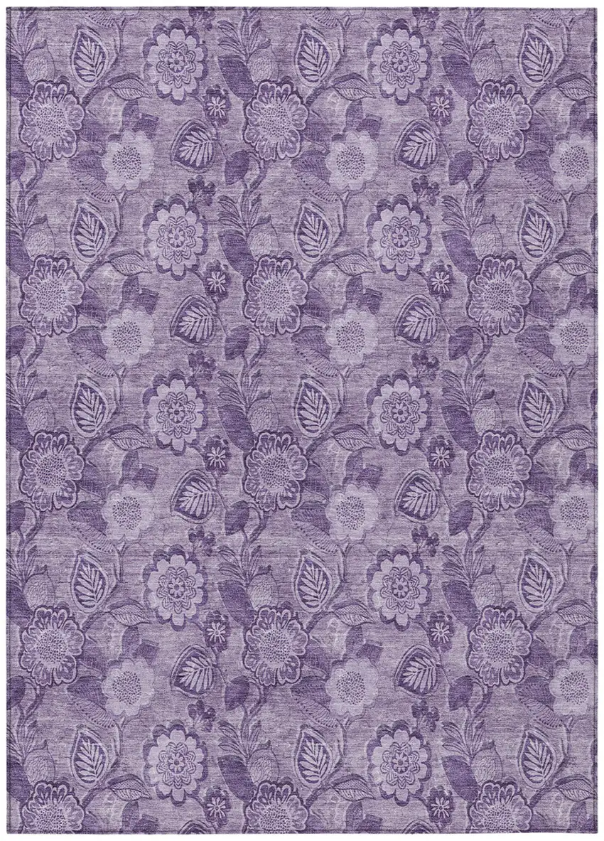 Plum And Purple Floral Washable Indoor Outdoor Area Rug Photo 8