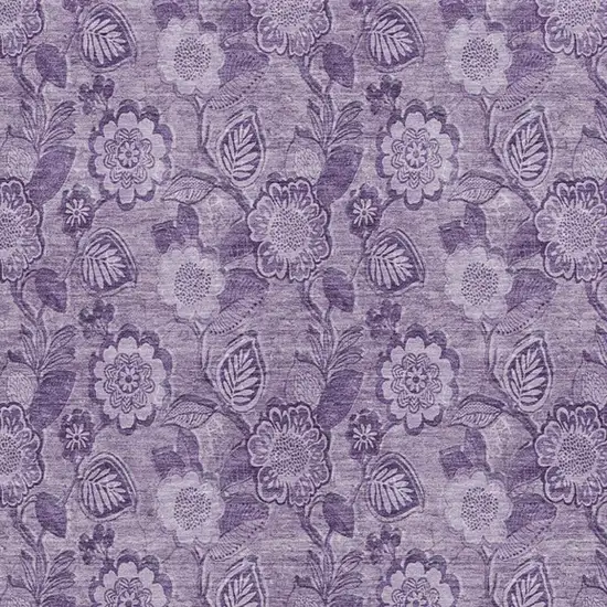 Plum And Purple Floral Washable Indoor Outdoor Area Rug Photo 3