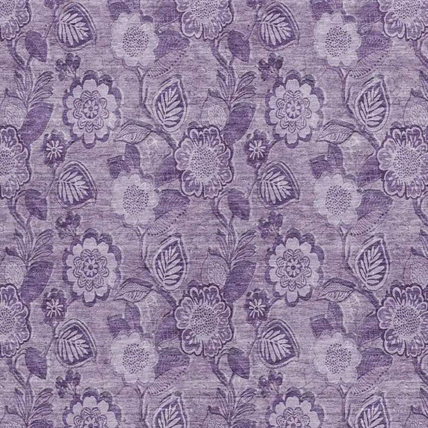Plum And Purple Floral Washable Indoor Outdoor Area Rug Photo 3