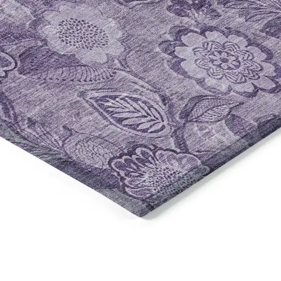 Plum And Purple Floral Washable Indoor Outdoor Area Rug Photo 6