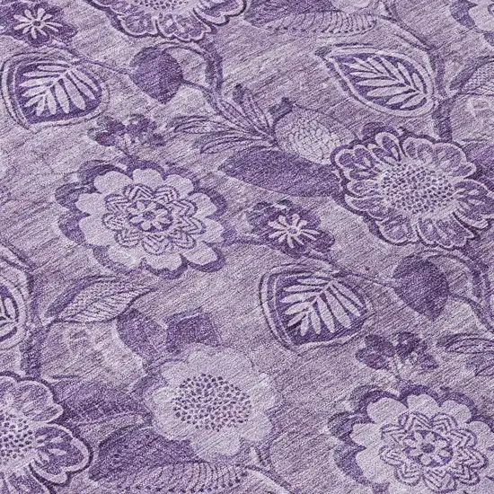 Plum And Purple Floral Washable Indoor Outdoor Area Rug Photo 8