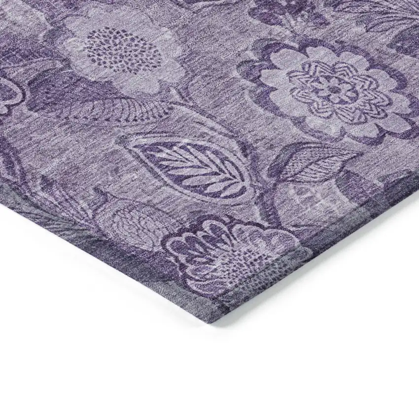 Plum And Purple Floral Washable Indoor Outdoor Area Rug Photo 9