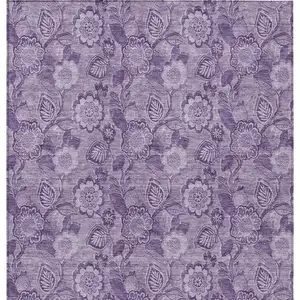 Photo of Plum And Purple Floral Washable Indoor Outdoor Area Rug