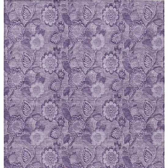 Plum And Purple Floral Washable Indoor Outdoor Area Rug Photo 1