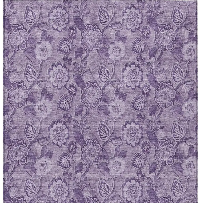 Plum And Purple Floral Washable Indoor Outdoor Area Rug Photo 1