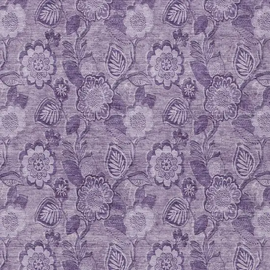 Plum And Purple Floral Washable Indoor Outdoor Area Rug Photo 1