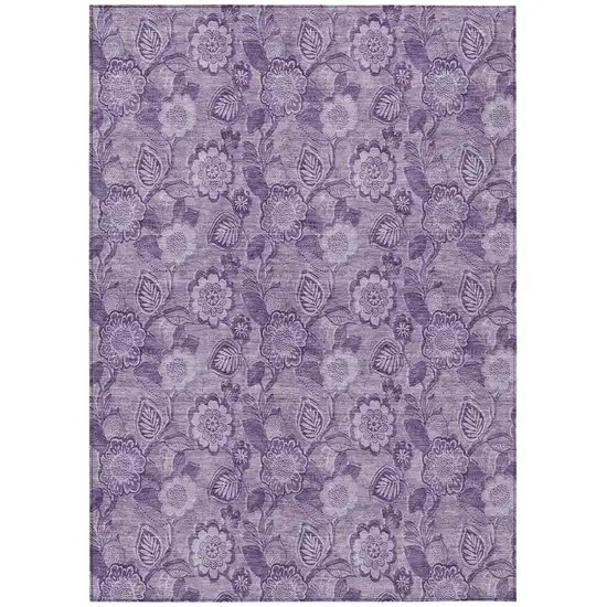 Plum And Purple Floral Washable Indoor Outdoor Area Rug Photo 8