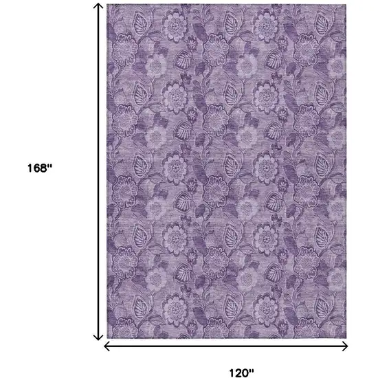 Plum And Purple Floral Washable Indoor Outdoor Area Rug Photo 9